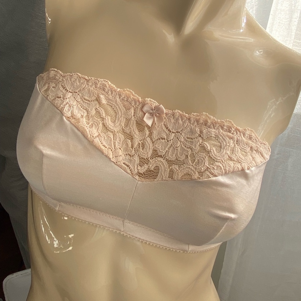 36B/C/D Glamorise strapless retro wireless lace stretch bandeau bra